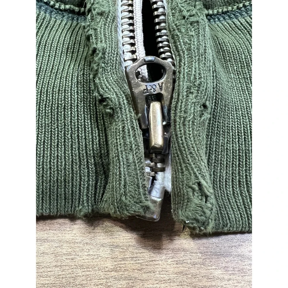 Abercrombie & Fitch Mens VTG Zip Hoodie Green Distressed AF‎ 92 Applique Medium